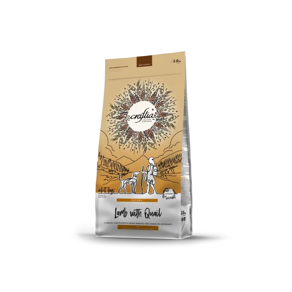 натуральный корм премиум-класса для собак средних и крупных пород с ягненком и перепелкой