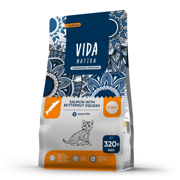 vrhunska prirodna hrana za mačiće sa lososom i muskatnim tikvicama